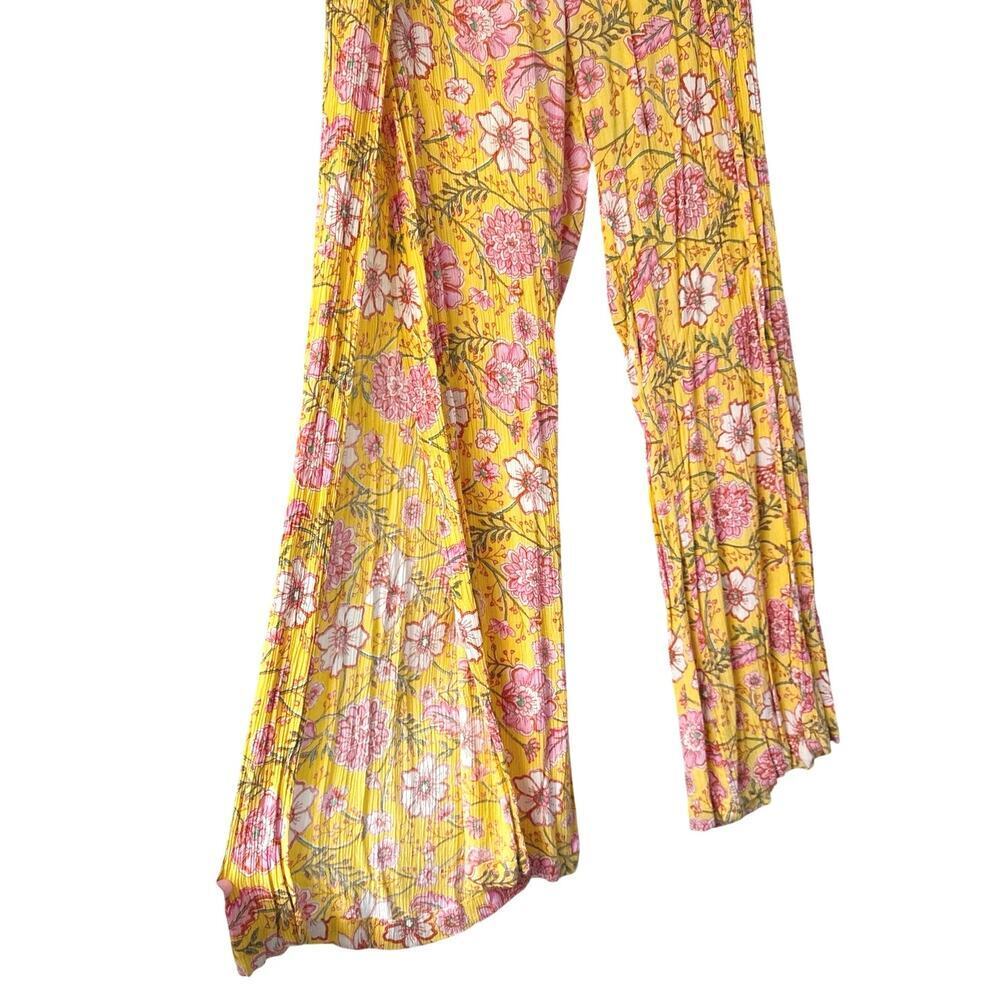 Billabong Split Spirit Floral Wide Leg Pants Golden Peach Womens Small - Picture 6 of 11